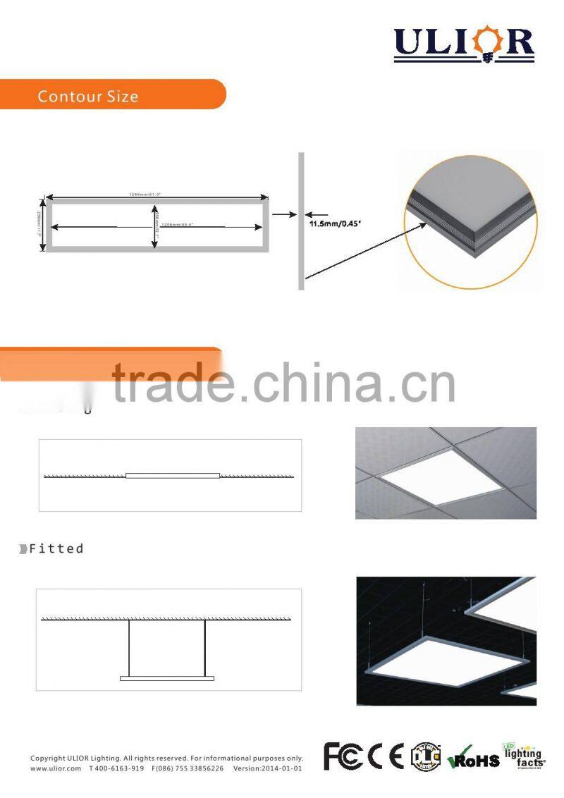 DLC led panel light 120x30, Ultra Thin Glare-Free Edge-Lit LED Light Panels 1x4, cool White, 2014 for America Market P163