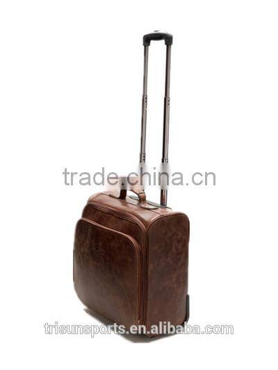 2016 Hot selling mens leather rolling duffel suitcase bag for short traveling