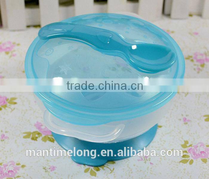 sucker bowl skid baby special suction wall bowl binaural bowl with cover and spoon 3 colors optional
