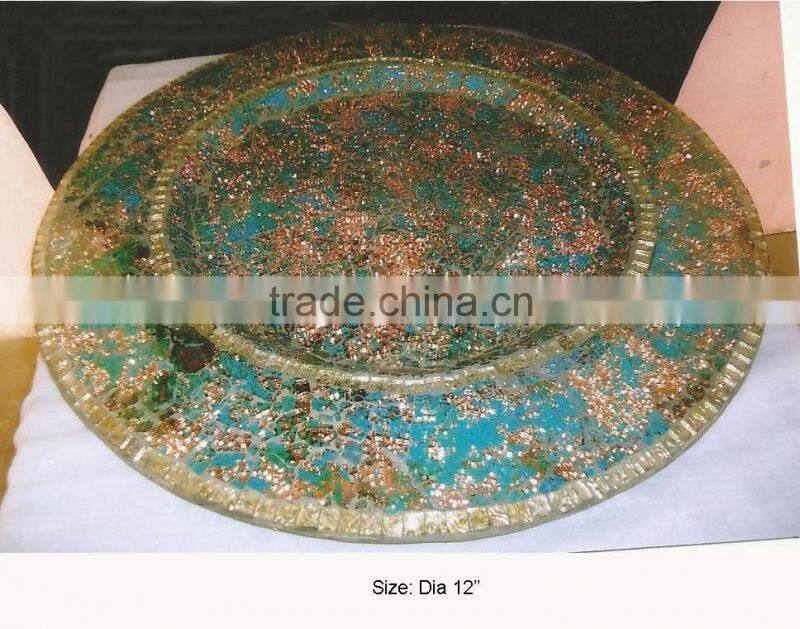 Mosaic wedding glass charger plate