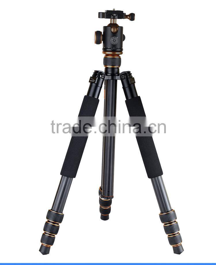 QZSD-Q1088C Professional carbon fiber video tripod digtital & dslr camera tripod and monopod 1670mm great height 15kg load