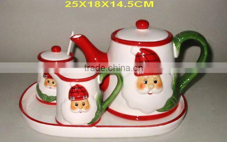 Santa teapot , Xmas teapot, Xmas ceramic teapot