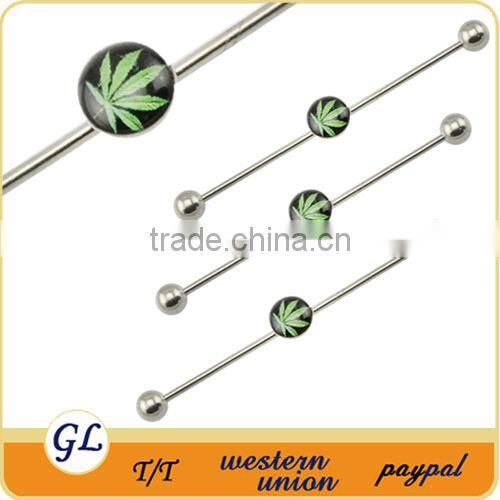 BA01073 lollipop logo fashion industrial barbell earrings , cool industrial body piercing
