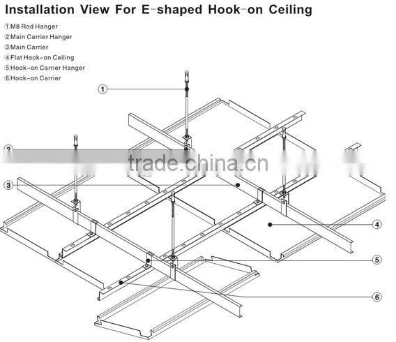 With Fireproof Acoustic Insulation Perforated Metal Ceiling Panel Aluminum E shaped Hook on Ceiling