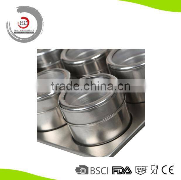 Hot sell stainless steel magnetic spice rack magnetic spice jar magnetic container set of 6