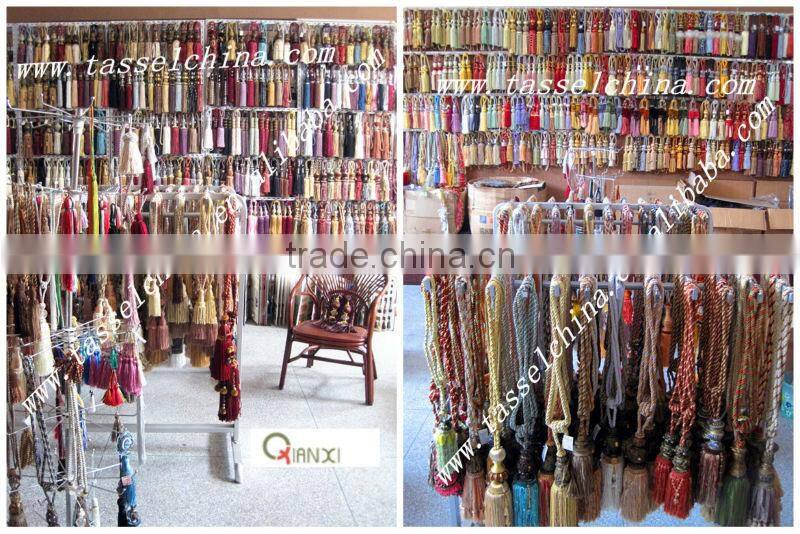 Colorful polyester twisted curtain pull rope & cord in tassel fringe, QX CR002