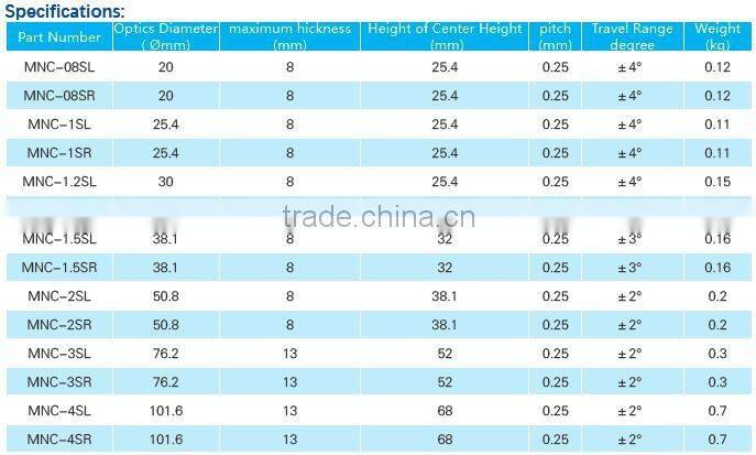 MNC-4SL/Height of Center Height 68mm/High Precision Kinematic Mounts with 2 adjusters/kinematic mount
