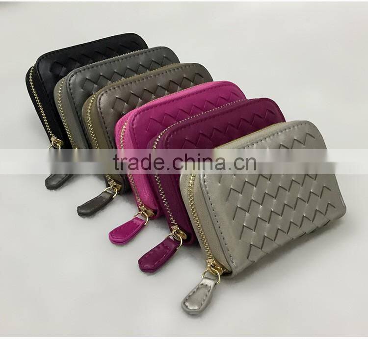 Knitted leather credit card holder in soft grain leather high quality standard