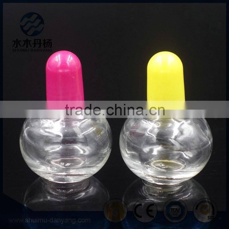 10ml round fancy clear glass nai polish bottle