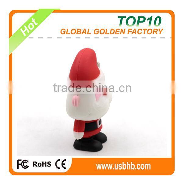 Christmas Santa Shape OEM PVC 2GB 8GB 16G usb flash drive pen drive for Promotion