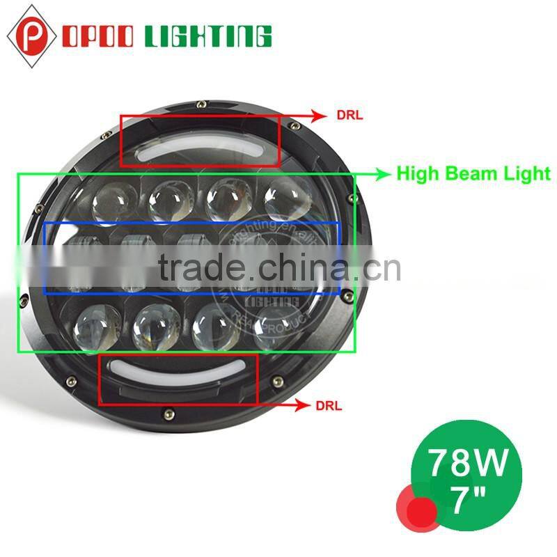 High end quality DOT 7 inch round led headlight 12v 24v