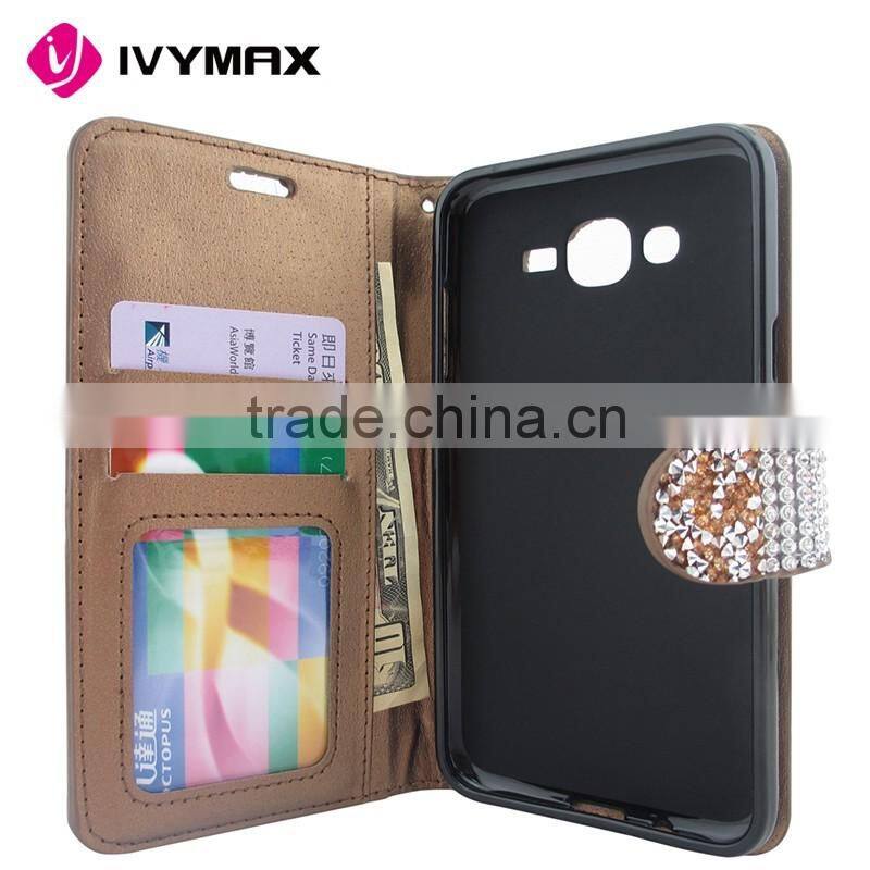 2016 fashion colorful diamond cell phone case for Samsung J7 PU flip cover