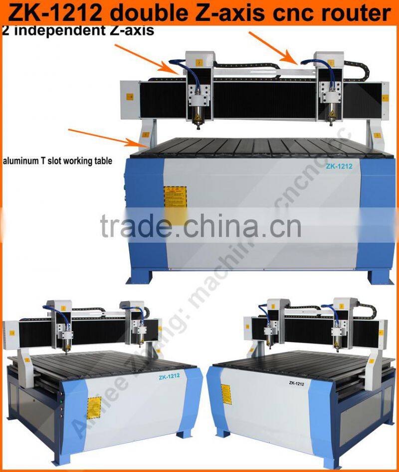 Low Price 2 Heads Wood CNC Router Machine with 2 Rotary Axis