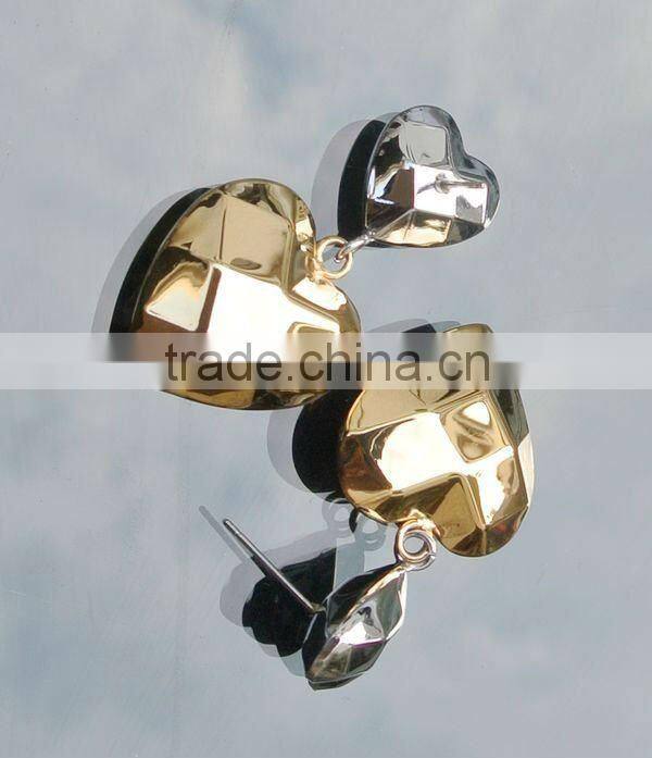 Wholesale 2013 new design heart-shaped tawny crystal earrings for women#e00010.