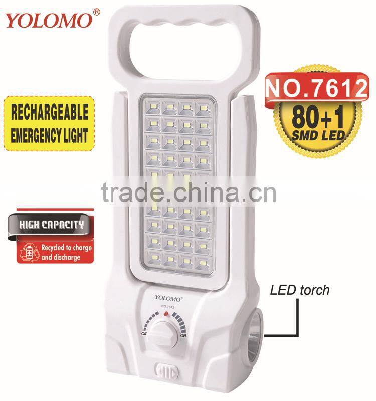 Solar interface rechargeable led emergency light with torch