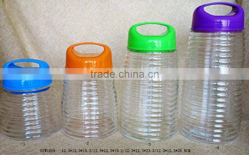 Good quality Different size Kitchen glass sugar bowl set with lid for sale