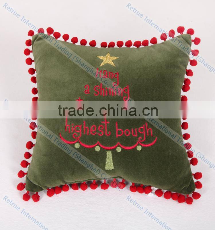 Embroidered Christmas Tree Cushion Cover Modern Decorative Throw Couch Pillows