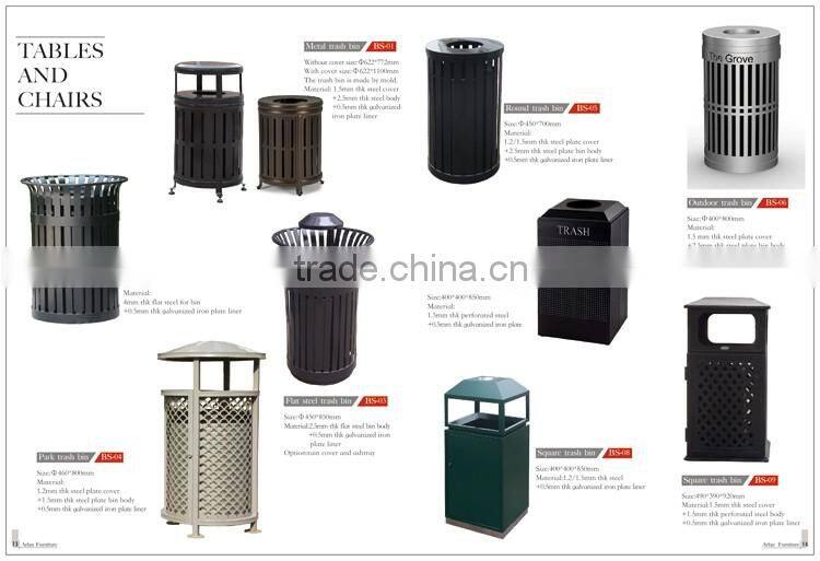 BS01c Arlau durable single outdoor metal trash bin with Ashtray