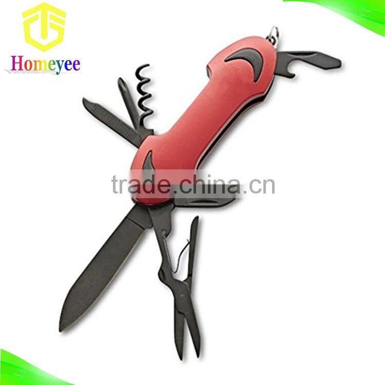 black coating stainless steel little smile face multifunction pocket knife