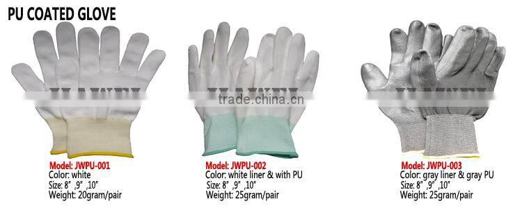 Made in China Best Whie PU Dipped Work Glove/Guantes 0136