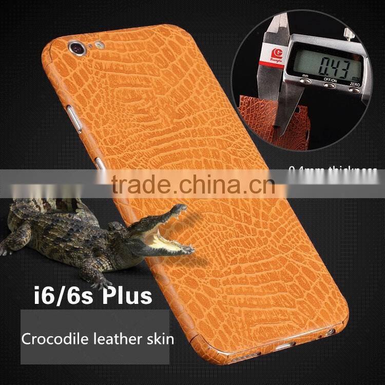 2016 new coming crocodile leather skin for iphone 6s plus, for iphone 6 plus sticker decal skin cover with leather material