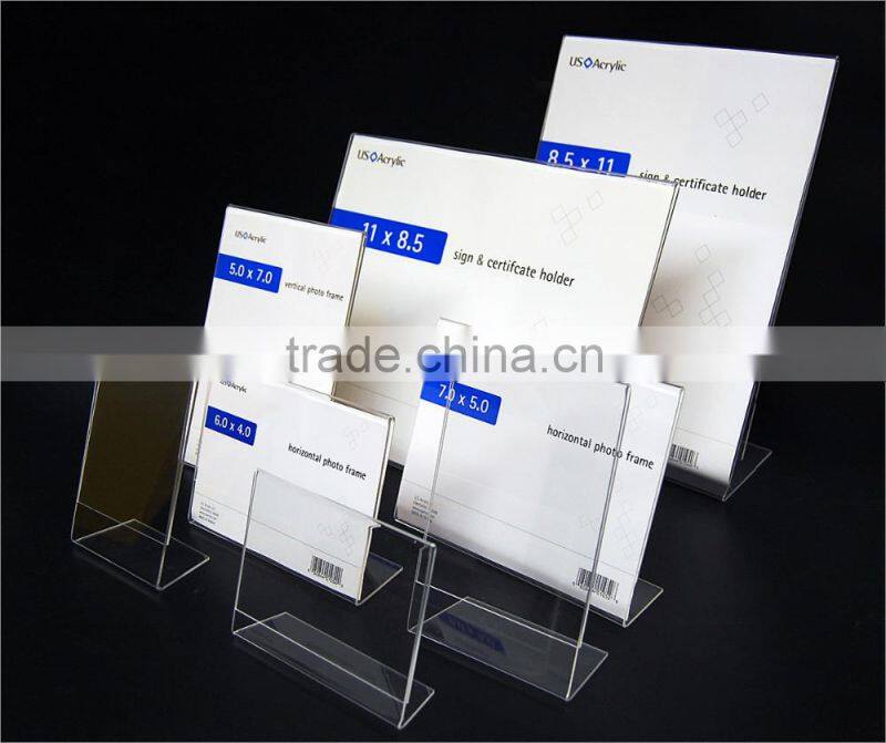 Clear Acrylic Slant Back Ad / Sign Holder, Plastic Slanted Picture / Photo Frame