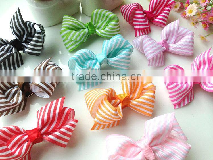 Cute Baby Bow Ties Grosgrain Ribbon Stripe Baby Hair Bow