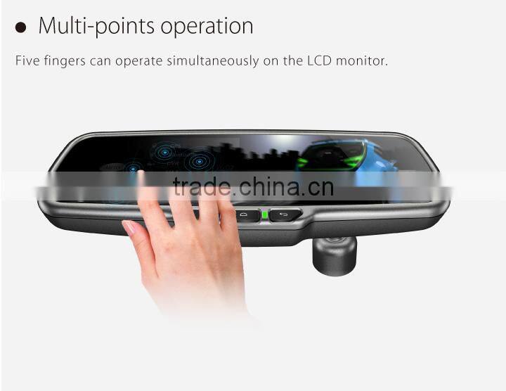 gps navigation car interoir rearview mirror; dvr recording; bluetooth; google map;wireless camera