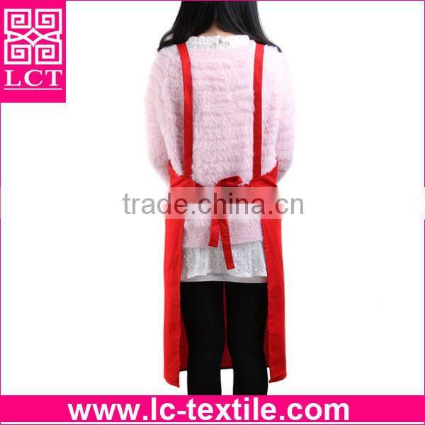 Newest solid red colored 100% cottton kitchen cooking christmas apron