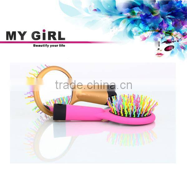 My girl Portable mirror Rainbow hairbrush top sale personalized nylon comb