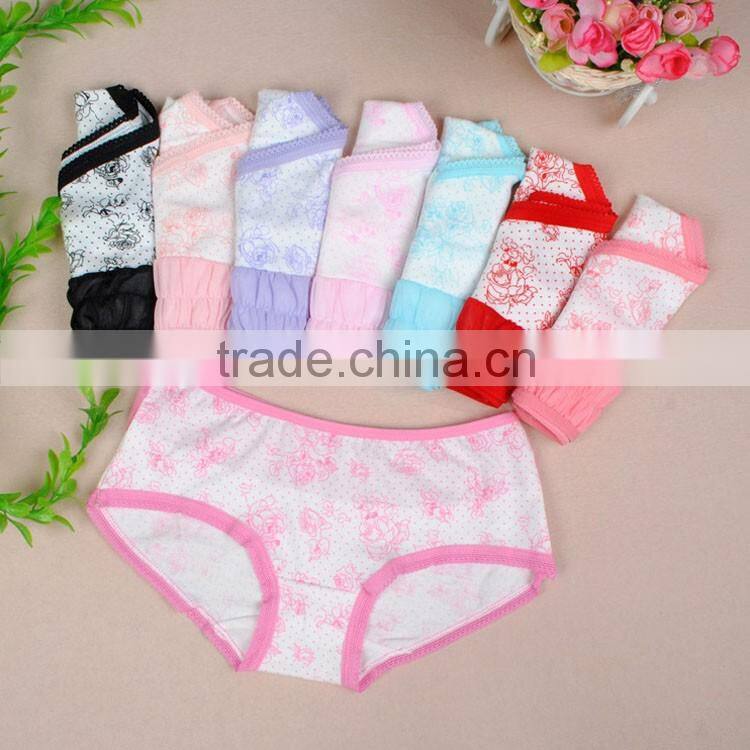 New Arrival Printing Rose Soft Cotton Girls Panties Underwear