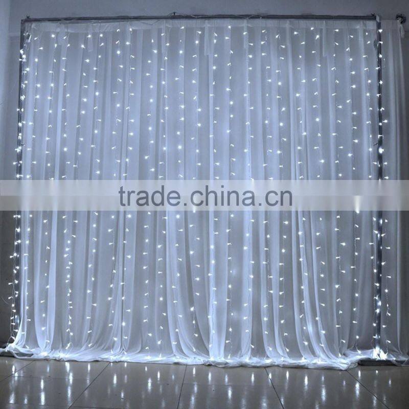 OEM Indoor/outdoor 110V/220V US/EU plug 3m*3m 600leds 25leds*24hang transparent wire white color hot sell
