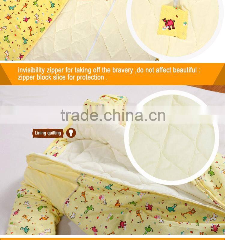 Infant kids anti kicking quilt sleeping bag for four seasons detachable fillings yellow style