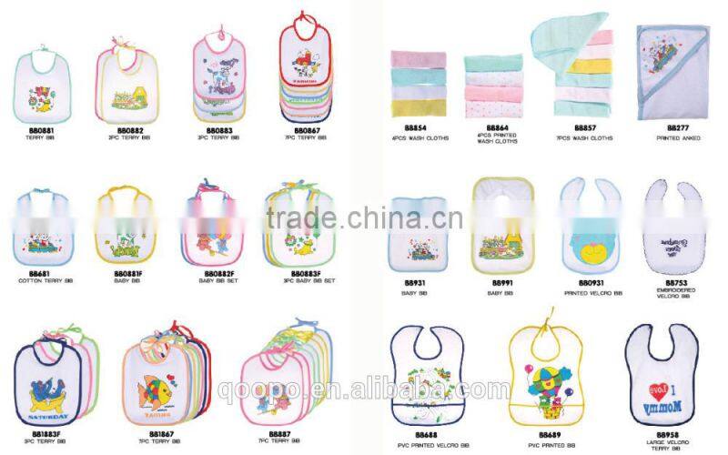 Best Quality 100% Cotton With Velcro Soft Cotton Fancy Baby Bandana Bibs