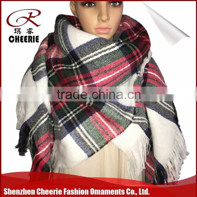 Red and Green Acrylic Christmas blanket scarf shawl 130*140CM