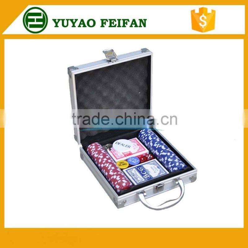100pcs poker game set travel funny game aluminum case poker chip set