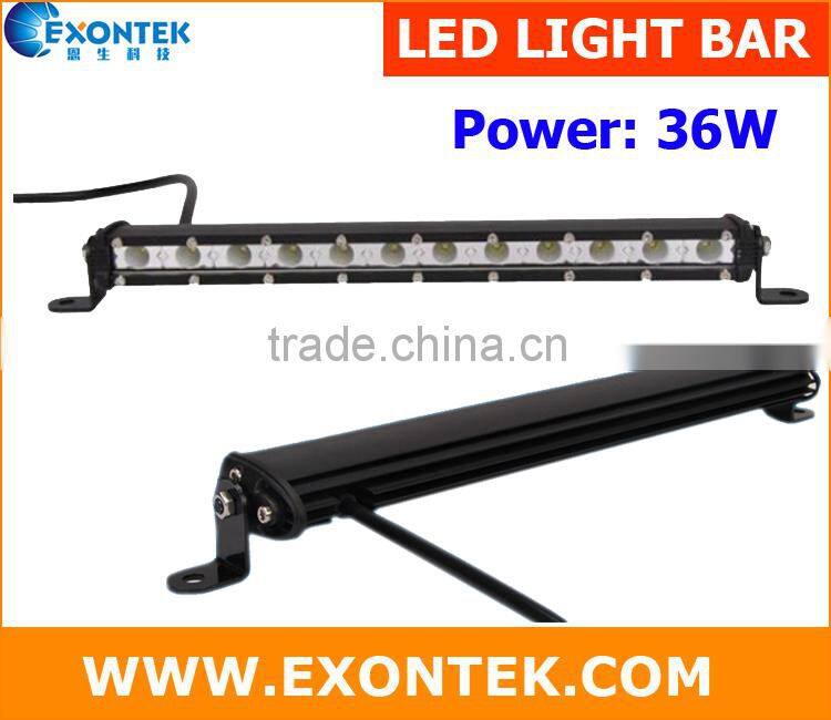 Auto parts auto accessories super slim LED light bar 36W single row led offroad light bar 12V 24V IP67 4x4 flood spot beam