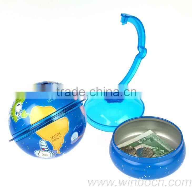Tin globe-shape kids saving box