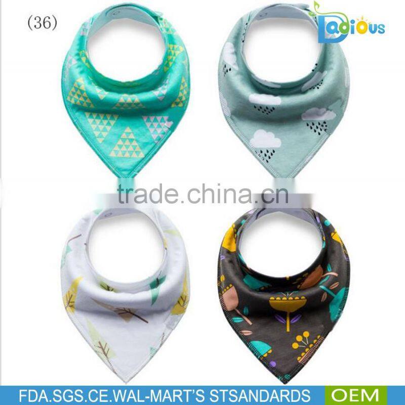amazon bestseller 100% cotton Adjustable baby bandana drool bibs
