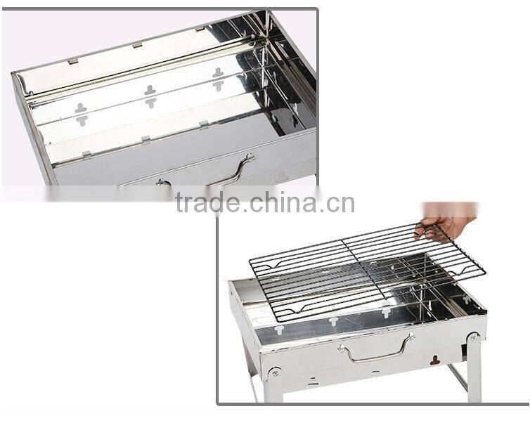 BBQ grill white stainless steel family use easy to take outdoor