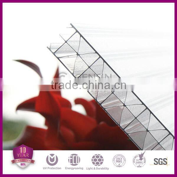 Polycarbonate Multi-wall Partition Panel For Indoor Decoration High Light Transmission Three Walls X-structure core Durable