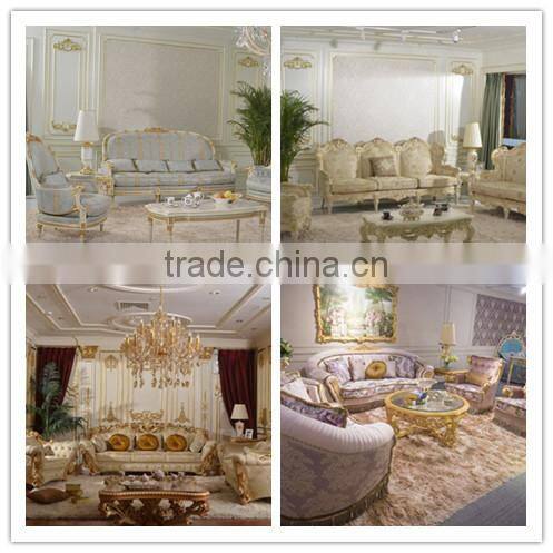 European Royal Style Bright Color Living Room Sectional Sofa Set, Floral Design Hand Painted Sofa Set