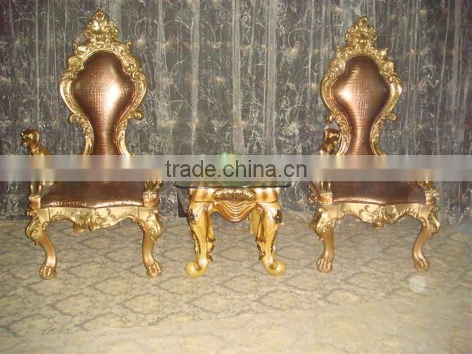 Latest design wooden chair in golden color with dog shape arms