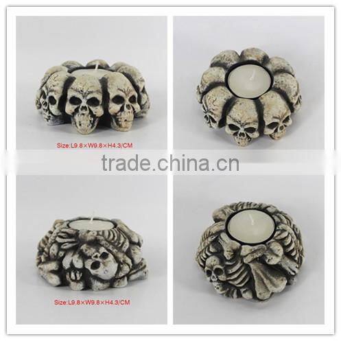 Resin Halloween skull candle holder