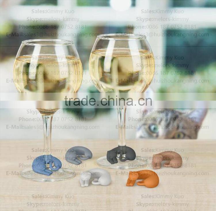 Various color Silicone Wine bottle glasses Marker silicone kitty marker
