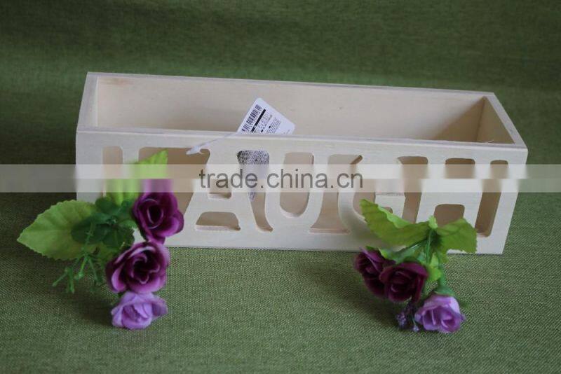 Cheapest customized small plywood decorative storage box with laser letter