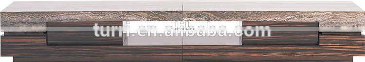 modern nature marble/travertine on top wooden TV stand