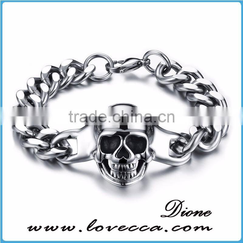 Casting stainless steel accessories man steel skull bracelet