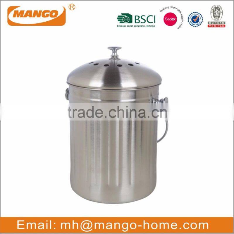 Stainless steel metal indoor compost bin