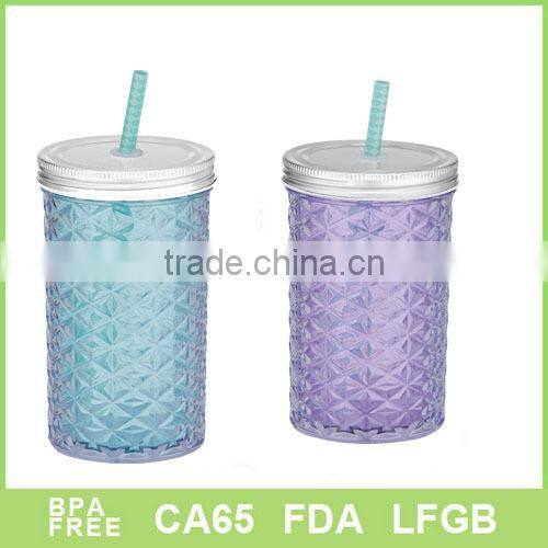 Solid single wall Diamond design straw mugs wholesale